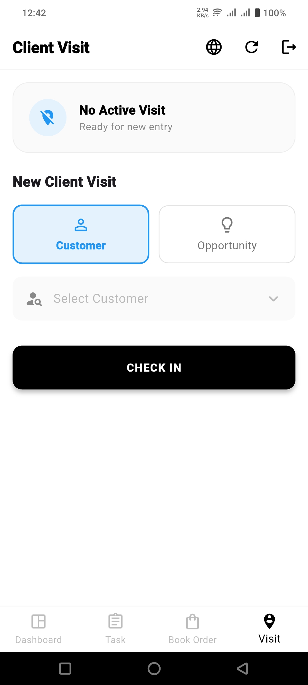 Visit Planning Screen