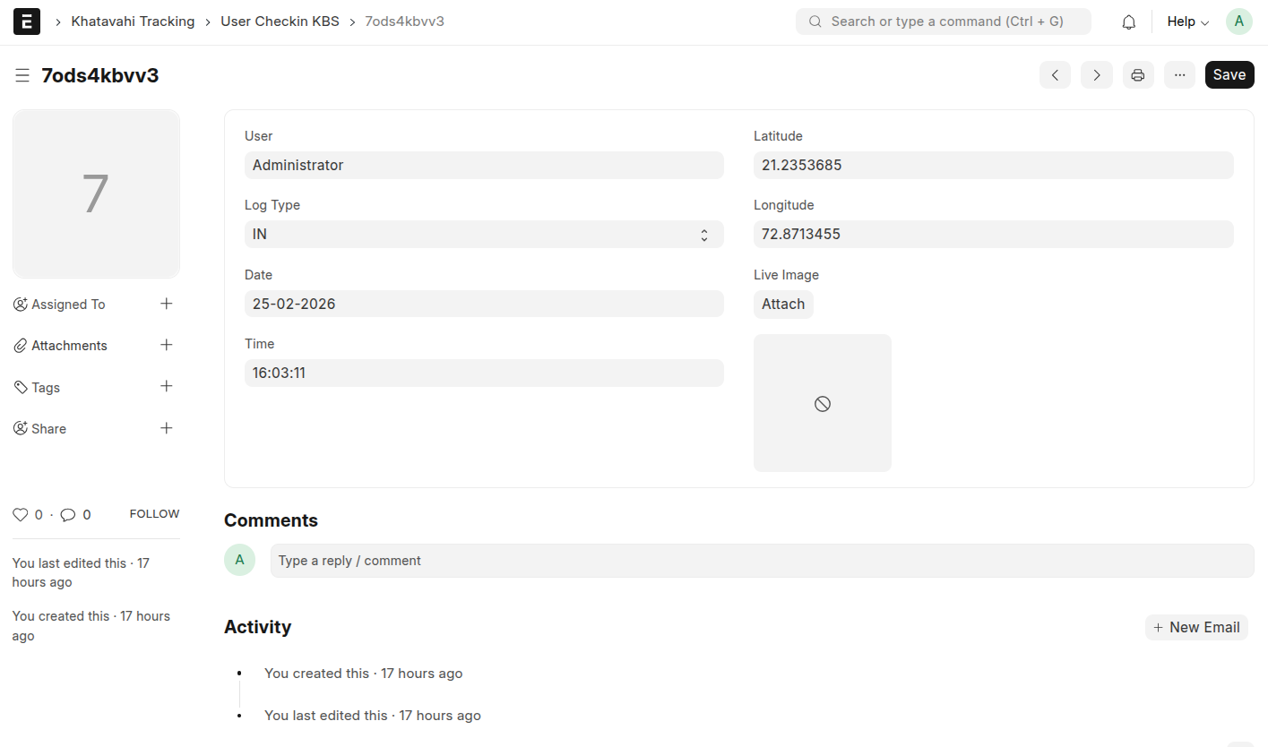 User Checkin KBS Edit